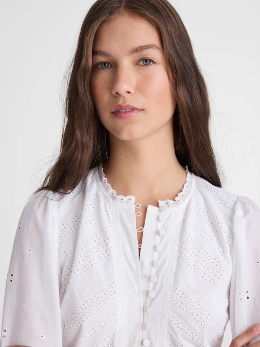 Madewell Eyelet Flutter Sleeve Mini Dress in Cotton - Picture 4 of 13
